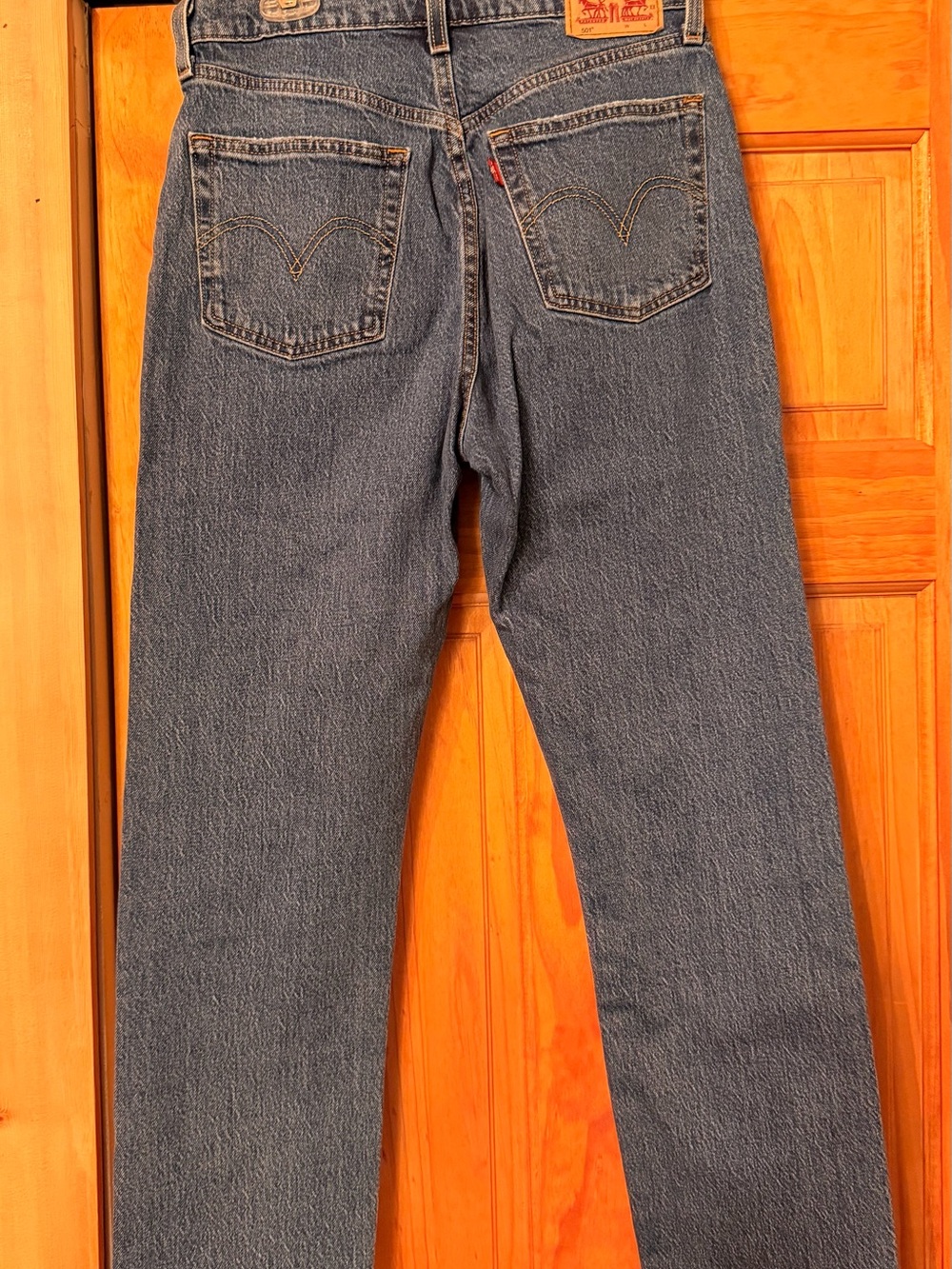 Women 501 Levi's Straight Leg Jeans in Blue Denim